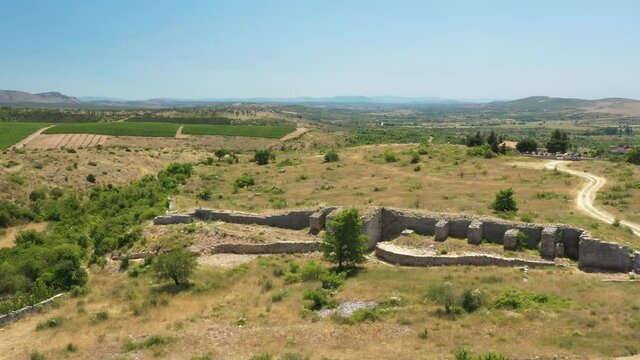 Stone ruins of ancient town of Asseria in Dalmatia, Croatia