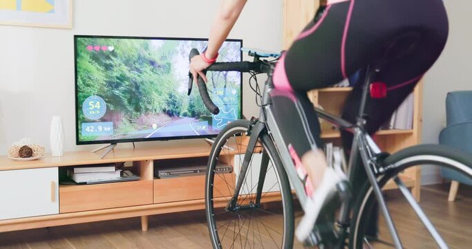 woman ride exercise bike