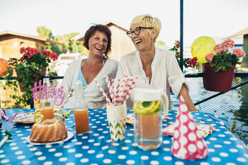 Group of seniors celebrating birthday. Young at heart