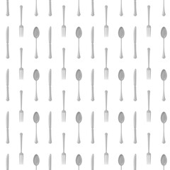 vector seamless cutlery pattern on white background