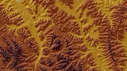 Brown Yellow Digital Elevation Model in West of Russia