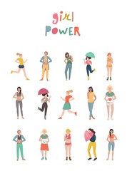 Girl power vertical poster. Woman rights concept.