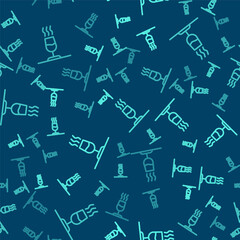Green line Wine tasting, degustation icon isolated seamless pattern on blue background. Sommelier. Smells of wine. Vector