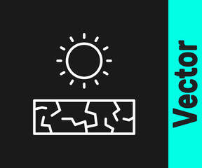 White line Drought icon isolated on black background. Vector