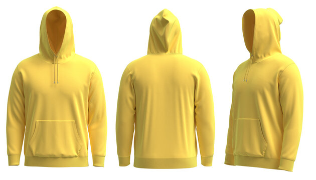4K 3D rendered images of Blank yellow hoodie template. Hoodie sweatshirt  long sleeve with clipping path, hoody for design mockup for print, isolated  on white background. Stock Illustration | Adobe Stock