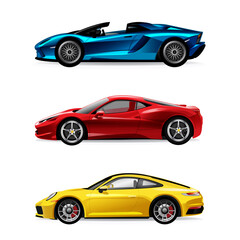 Set of super car isolated illustration vector