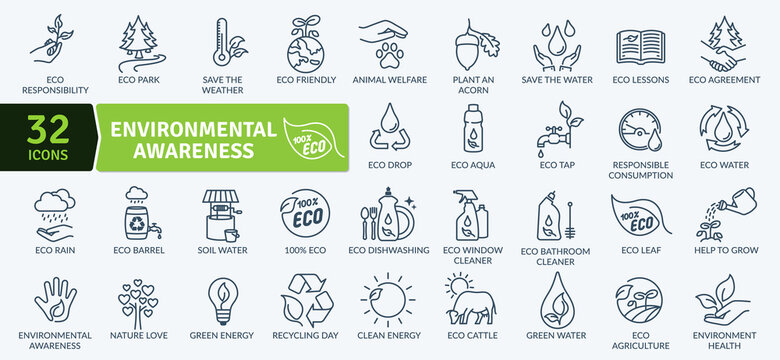 Ecological Succession Icons Pack. Thin line icons set. Flat icon collection set. Simple vector icons