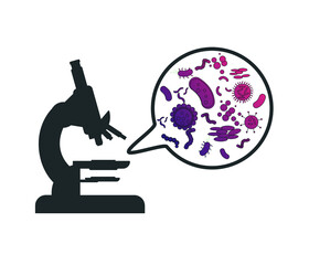 Flipped page template illustration with viruses. Health, science and medicine concept background design.
