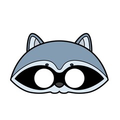 Raccoon mask with eye slits color variation for coloring page isolated on white background