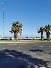Coastline in Telaviv, Jaffa. Promenade on the road.