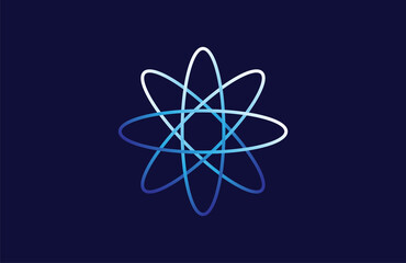 Atom orbiting electron logo design inspiration