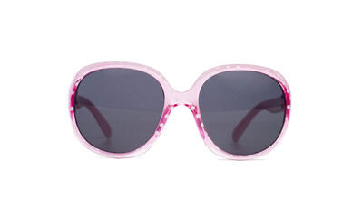 Sunglasses in pink frame with dots isolated on white background
