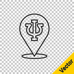 Black line Psychology icon isolated on transparent background. Psi symbol. Mental health concept, psychoanalysis analysis and psychotherapy. Vector