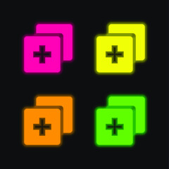 Add four color glowing neon vector icon