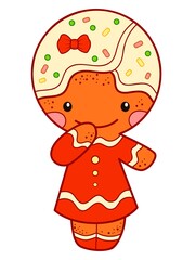 Christmas cartoons clip art . Gingerbread man clipart illustration