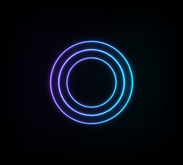 Abstraction neon circle, blue glowing figure. 3D illustration.