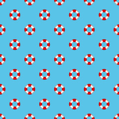 print lifebuoy seamless blue background, vector illustration.