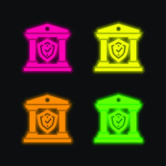 Banking four color glowing neon vector icon