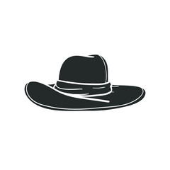 Hat Adventure Icon Silhouette Illustration. Cowboy Vector Graphic Pictogram Symbol Clip Art. Doodle Sketch Black Sign.