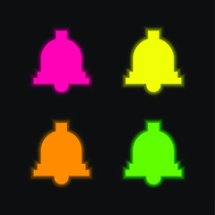 Fototapeta na wymiar Bell four color glowing neon vector icon