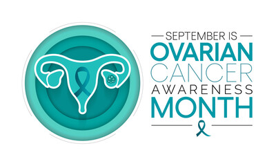 Ovarian Cancer awareness month is observed every year in September, it is a group of diseases that originates in the ovaries, or in the related areas of the fallopian tubes and the peritoneum. Vector