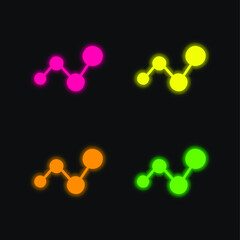 Analytics Chart Symbol four color glowing neon vector icon