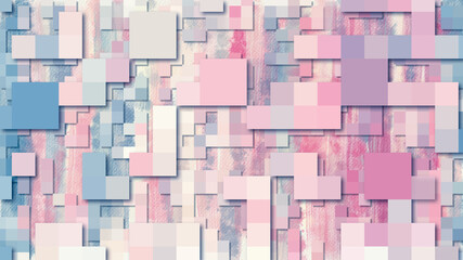 Bright 3d backdrop, pixel art technology watercolor pattern background. Random colorful mosaic for web, interiour, 5K pixels wide