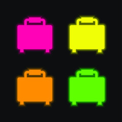 Baggage Silhouette four color glowing neon vector icon