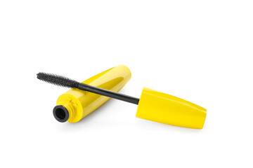 Mascara for eyelashes isolated on white. Makeup product