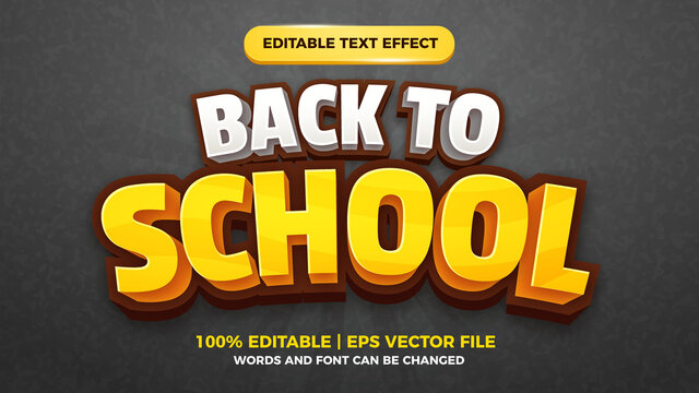 back to school editable text effect for cartoon comic game title style template blackboard