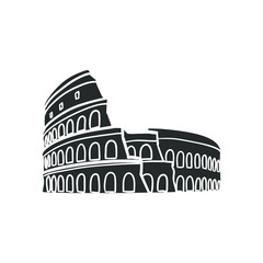 Coliseum Icon Silhouette Illustration. Rome Monument Vector Graphic Pictogram Symbol Clip Art. Doodle Sketch Black Sign.