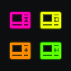 Airport ATM four color glowing neon vector icon