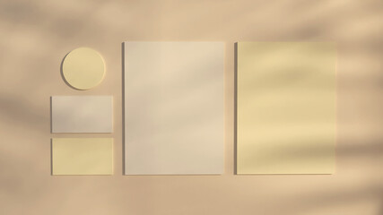 Stationary Business card mockup 3d rendering