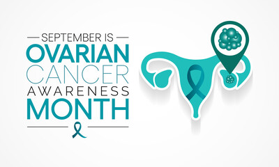 Ovarian Cancer awareness month is observed every year in September, it is a group of diseases that originates in the ovaries, or in the related areas of the fallopian tubes and the peritoneum. Vector