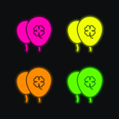Balloon four color glowing neon vector icon