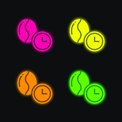 Bean four color glowing neon vector icon