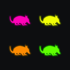 Naklejka premium Ant Eater Shape four color glowing neon vector icon