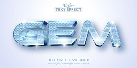 Gem text, shiny diamond textured style editable text effect