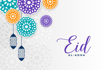eid al adha festival greeting with islamic colorful decoration