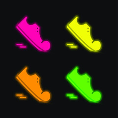 Agility four color glowing neon vector icon