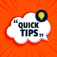 Quick tips advice with lightbulb on orange background