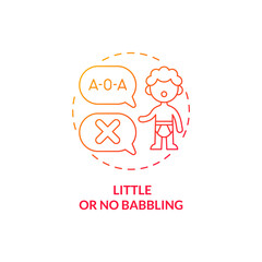 Little and no babbling concept icon. Autism sign in kids abstract idea thin line illustration. Late talker. Lacking critical milestone for speech development. Vector isolated outline color drawing