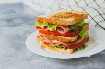 Smoked Turkey Sandwich with ham, tomatoes, lettuce