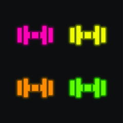 Barbell four color glowing neon vector icon