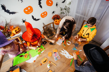 Children during halloween workshop at primary school