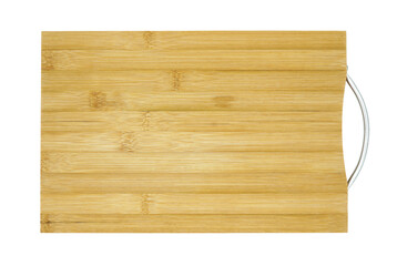 Empty bamboo cutting board, Wood chopping board, isolated on white background, Cut out with clipping path, Top view