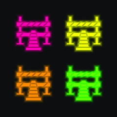 Barrier four color glowing neon vector icon