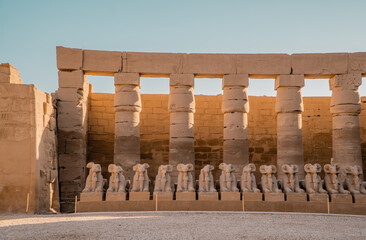 Ruins and sphinxes inside Karnak Temple Complex in Luxor, Egypt