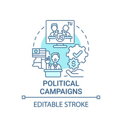 Political campaigns fundraiser concept icon. Fundraising abstract idea thin line illustration. Special interest group donation. Election finance. Vector isolated outline color drawing. Editable stroke