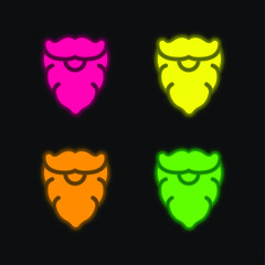 Beard four color glowing neon vector icon